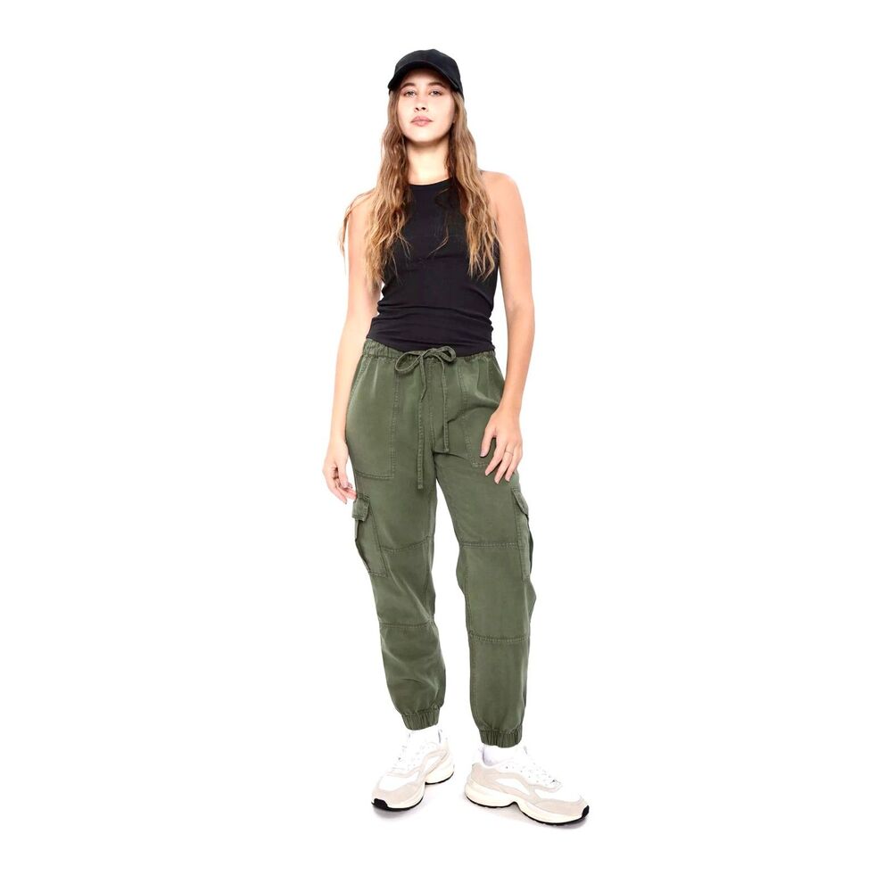 Olive Green Lightweight Cargo Pants, Size: L